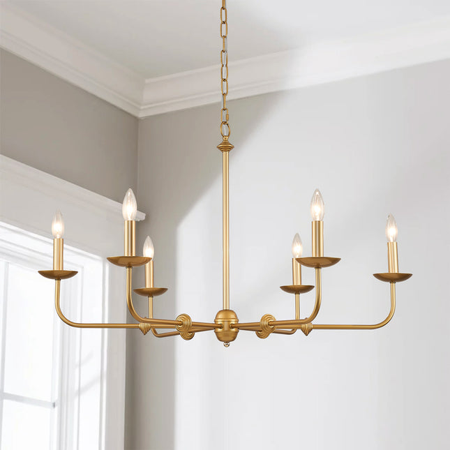 Gold Courtly Round Candle Chandelier 6 lights