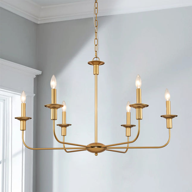 Gold Courtly Shell-Shaped Round Candle Chandelier 6 lights