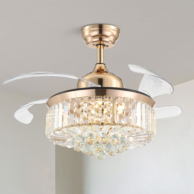 Top Rated Chrome & Gold Crystal Ceiling Fan Chandelier