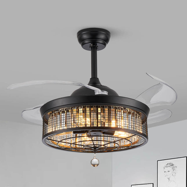 Gorgeous Mesh Caged Ceiling Fan With Light 42"