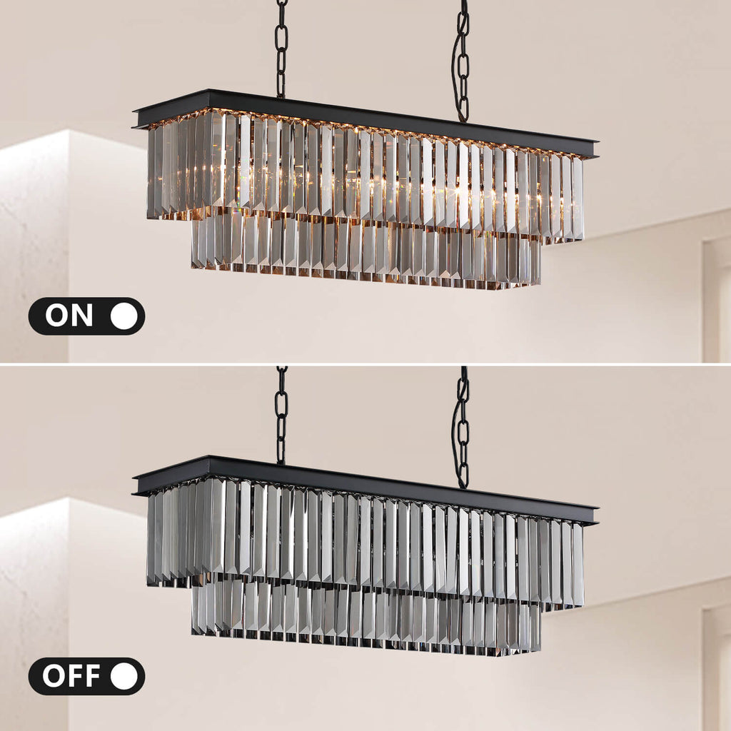 Black rectangular crystal deals chandelier