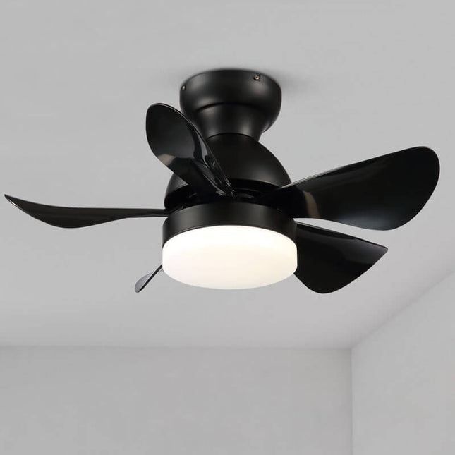 MOOONI-Hugger-Ceiling-Fan-With-Light-LED Strip-Matte-Black-Lampshade-Black-Wood-Blades