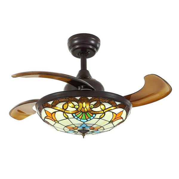 Classic Tiffany Ceiling Fan With Light For Church Mediterranean Style ...