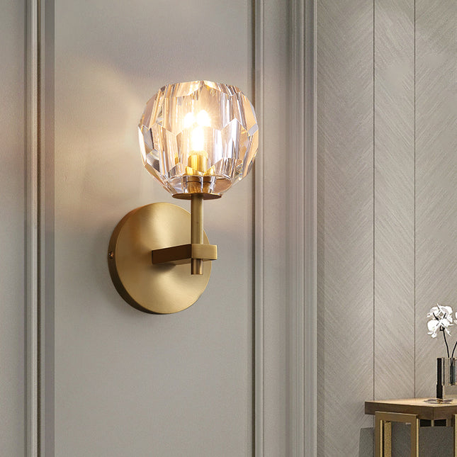 Crystal Wall Sconces Lighting with Brass Body