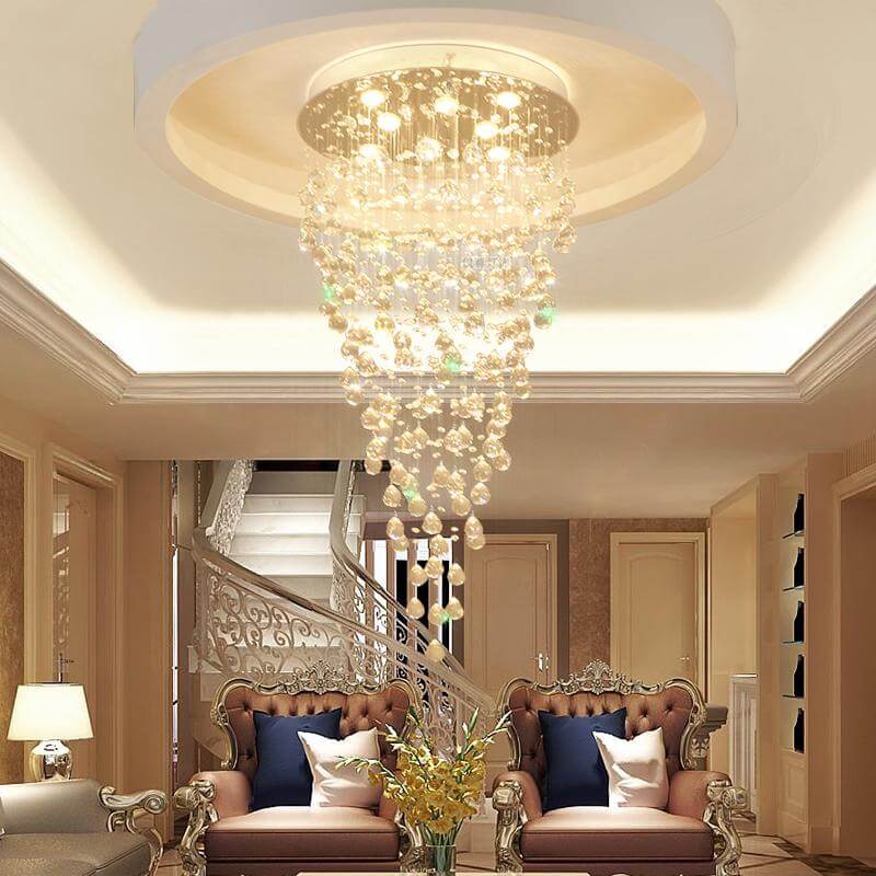 MOOONI-Modern-Chrome-Raindrop-Crystal-Chandelier-Staircase