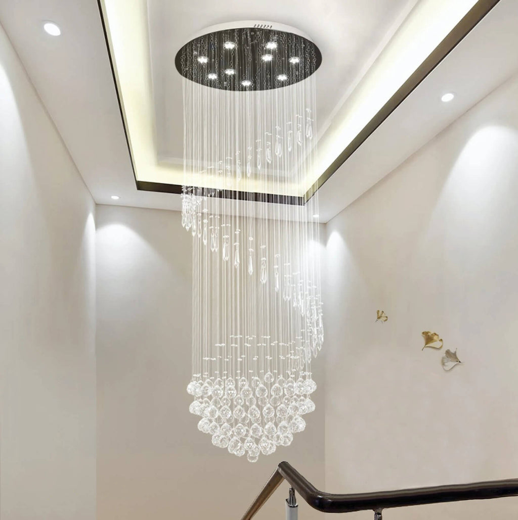 Modern-Chrome-Single-Ball-Spiral-Raindrop-Crystal-Chandeler-Staircase