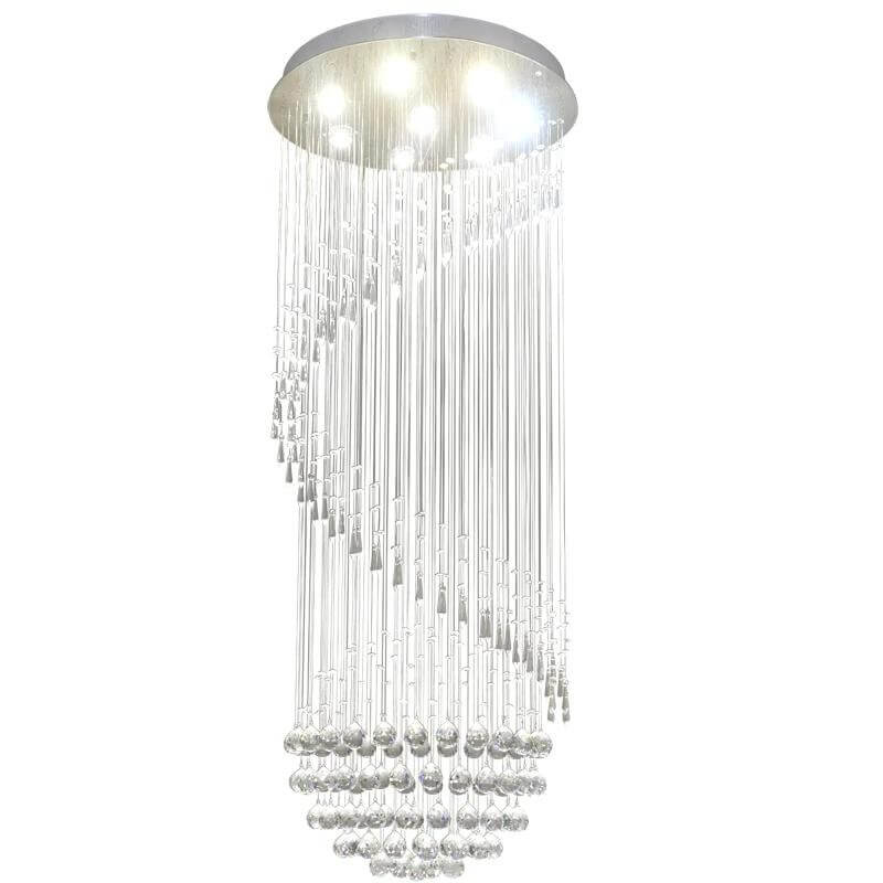 Modern-Chrome-Single-Ball-Spiral-Raindrop-Crystal-Chandeler