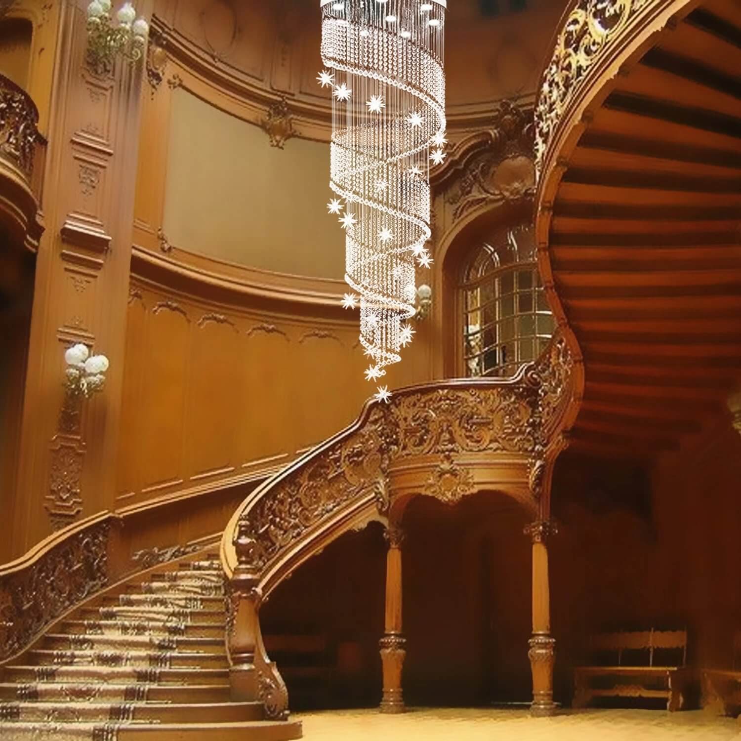 MOOONI-Modern-Chrome-Spiral-Raindrop-Crystal-Chandeler-Staircase