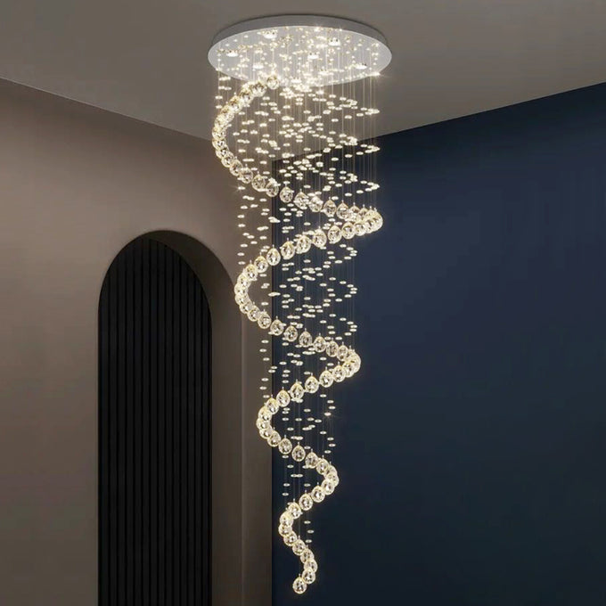 Mini Spiral Raindrop Crystal Chandelier For Staircase