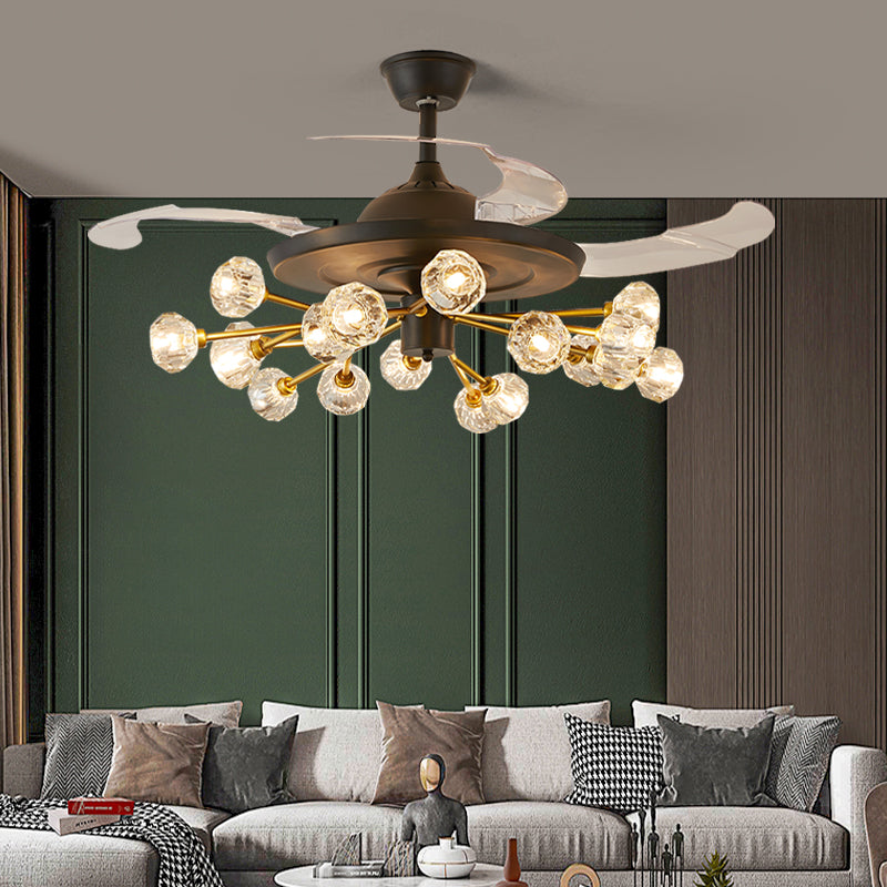 Unusual Looking Vintage Bronze Sputnik Fandelier Fan