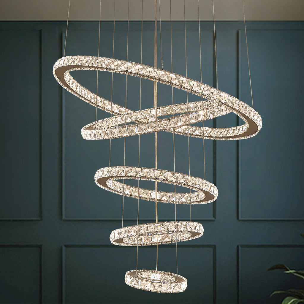 2-Ring, Circular LED Chandelier, 60W, 3000K, 2800LM, Dimmable, 3 Years