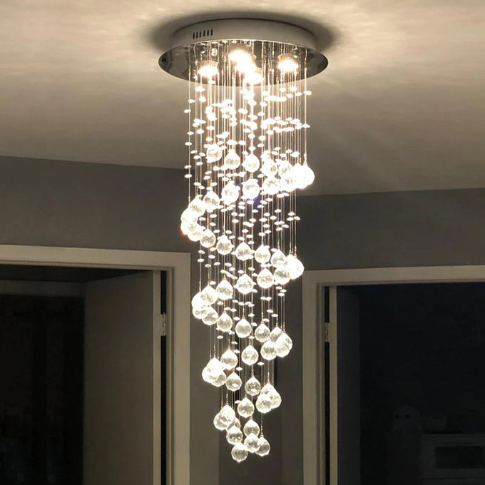 Mini Spiral Raindrop Crystal Chandelier For Staircase
