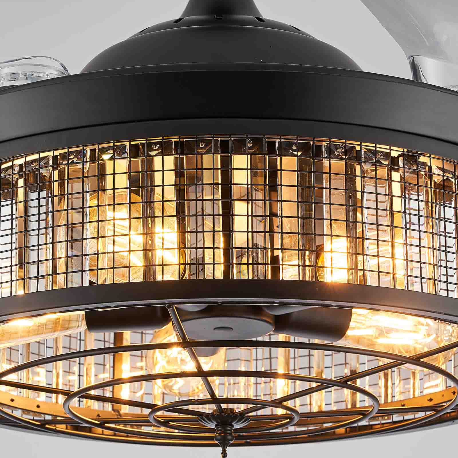 Gorgeous Mesh Caged Ceiling Fan With Light 42"