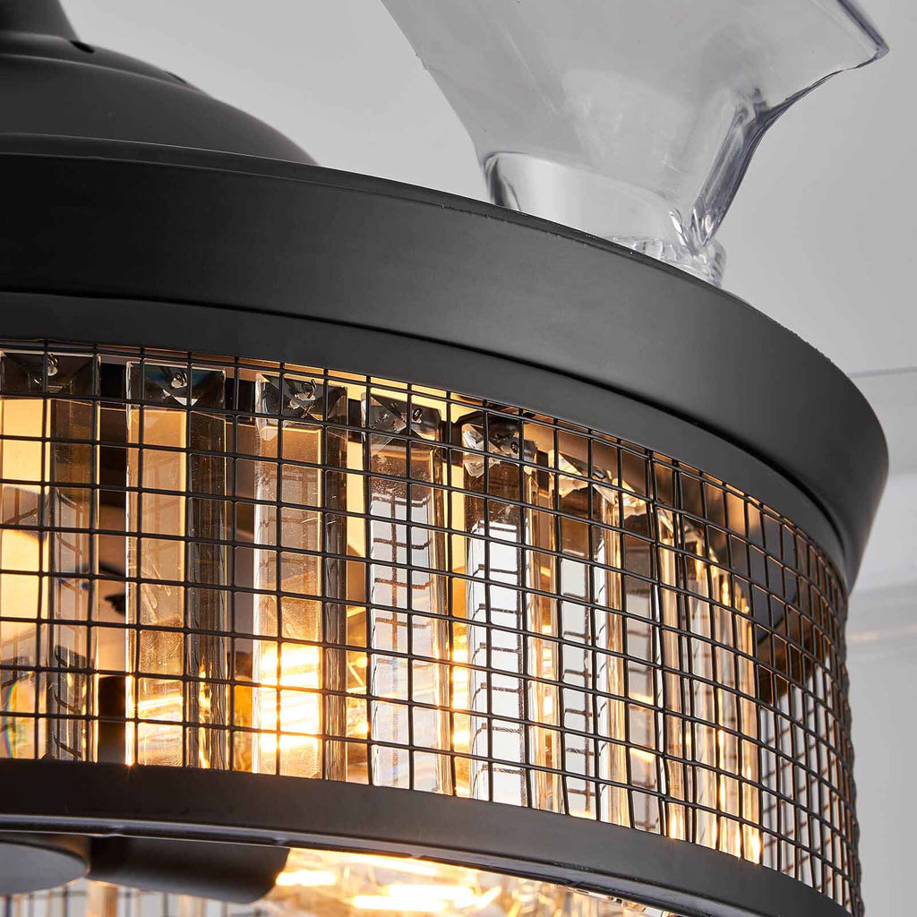 Gorgeous Mesh Caged Ceiling Fan With Light 42"