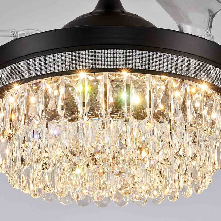 Top Rated Matt Black Retractable Crystal Fandelier